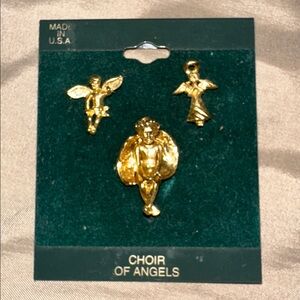 Choir of Angels Gold Tone Brooch Set